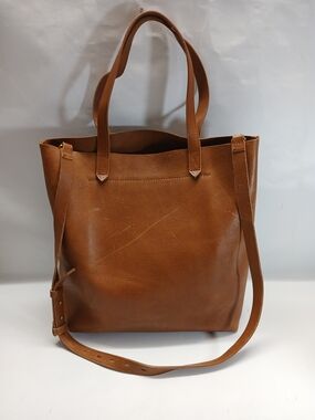 Madewell Cognac Leather Tote with Adjustable Crossbody Strap